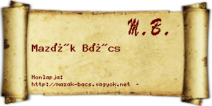 Mazák Bács névjegykártya